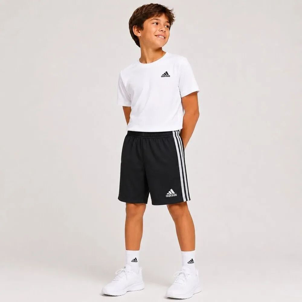 Adidas AeroReady Boys Black White Athletic Shorts Small Activewear Gym Shorts
